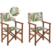 CINE  - Tuinstoel set van 2 - Donkerbruin/Roze/Flamingo - Polyester