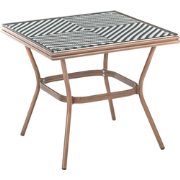 CASPRI - Tuintafel - Wit/Zwart - 80 x 80 cm - PE rotan