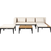 BRACCIANO - Loungeset 3-zits ottomaan - Lichtbeige -  Acaciahout
