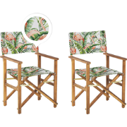 CINE  - Tuinstoel set van 2 - Roze/Lichthout/Flamingo - Polyester