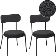 ALLISON - Eetkamerstoel set van 2 - Zwart - Bouclé