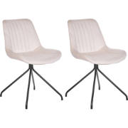 NAVASOTA - Eetkamerstoel set van 2 - Beige - Fluweel
