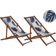 ANZIO  - Strandstoel set van 2 - Donkerbruin/Palm/Blauw - Polyester