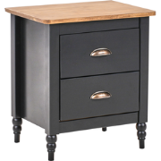 SHILLINGTON - Nachtkastje 2 lades - Zwart/Bruin - Dennenhout