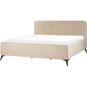 VALOGNES - Tweepersoonsbed - Taupe - 180 x 200 cm - Fluweel