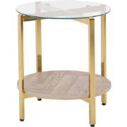 LOVELL - Bijzettafel - Lichtbruin/Goud - Hout