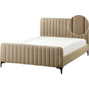 LUNAN - Tweepersoonsbed - Taupe - 140 x 200 cm - Bouclé