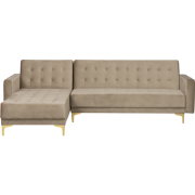 ABERDEEN - Hoekslaapbank - Zandbeige - Rechterzijde - 267 cm - Fluweel