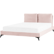 MELLE  - Tweepersoonsbed - Pastelroze - 160 x 200 cm - Fluweel
