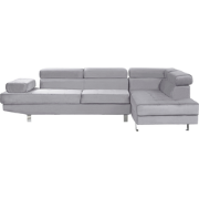 NORREA - Hoekbank - Lichtgrijs - Linkerzijde - 256 cm - Fluweel