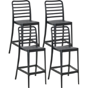 SECEDA - Verstelbare barstoelen set van 4 - Zwart - Polypropyleen
