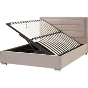 ROUEN - Bed met opbergruimte - Taupe - 160 x 200 cm - Fluweel