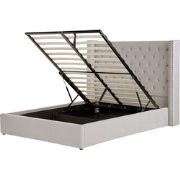 LUBBON - Bed met opbergruimte - Lichtgrijs - 160 x 200 cm - Fluweel