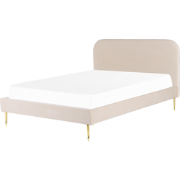 FLAYAT  - Tweepersoonsbed - Lichtbeige - 180 x 200 cm - Fluweel