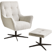 MOLLE - Fauteuil met voetenbank - Lichtbeige - Polyester