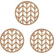 Krumble Pannenonderzetter met pijlen patroon - Bruin - Set van 3