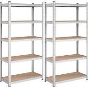 Set van twee planken met 5 niveaus en verstelbare planken - H180 cm