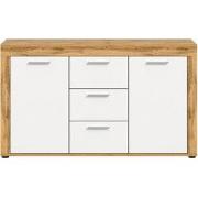 Eiken wit en wotan 2-deurs en 3-lades dressoir, L125 cm - AOSTA