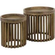 Bijzettafel Set van 2 Tweak Massief Mango Zandkleur