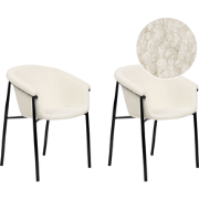AMES - Eetkamerstoel set van 2 - Gebroken wit - Bouclé