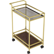 Bijzettafel van goudkleurig metaal en glas H80 cm - VORTEX