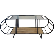 Salontafel met glazen en metalen blad L145 cm - WINDY