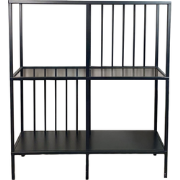 Console met 4 vakken van zwart metaal en rookglas H90 cm - SUNNY