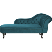 NIMES - Chaise longue - Blauwgroen - Rechterzijde - Fluweel