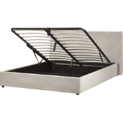 LAVAUR - Bed met opbergruimte - Taupe - 160 x 200 cm - Fluweel
