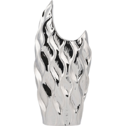 HALUZA - Decoratieve vaas - Zilver - Keramiek