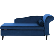 LUIRO - Chaise longue - Marineblauw - Rechterzijde - Fluweel