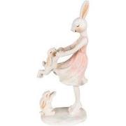 Clayre & Eef Beeld Konijn Roze Beige Polyresin