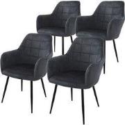 Set van 2 eetkamerstoelen, donkergrijs, met rugleuning en armleuningen
