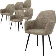 Set van 2 eetkamerstoelen, grijs beige, met rugleuning en armleuningen