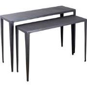 PTMD Bijzettafel Rivva - 121x39x82 cm - Aluminium - Zwart - Set van 2