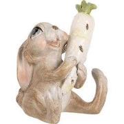Clayre & Eef Decoratie Beeld Konijn Beige Kunststof