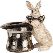 Clayre & Eef Decoratie Beeld Konijn Beige Zwart Kunststof