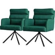 Eetkamerstoel set van 2 donkergroen draaibaar met afneembaar rugkussen...