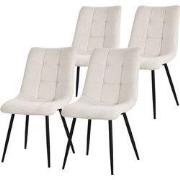 Eetkamerstoelen set van 4 Keukenstoel beige met polyester hoes en stal...
