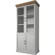 Meubella - Vitrinekast River - Wit - Eiken - 87 cm