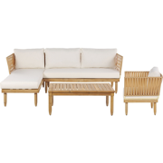 CREMONA - Loungeset voor 4 - Gebroken wit - Rechtszijdig - Acaciahout