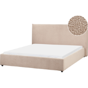 LAVAUR - Tweepersoonsbed - Taupe - 160 x 200 cm - Bouclé