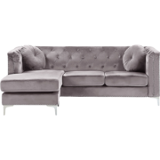 FLEN - Chesterfield hoekbank - Grijs - Rechterzijde - Fluweel