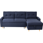 FLAKK - Hoekslaapbank - Marineblauw - Linkerzijde - 232 cm - Polyester