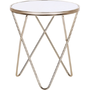 MERIDIAN - Bijzettafel - Wit /Goud - Veiligheidsglas