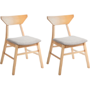 HOPKINS - Eetkamerstoelen set van 2 - Lichtbruin/Taupe - Rubberhout