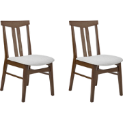 AVALON - Eetkamerstoel set van 2 - Lichtgrijs - Donker hout/Stof