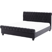 AVALLON  - Tweepersoonsbed - Zwart - 160 x 200 cm - Fluweel