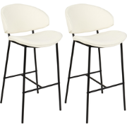 KIANA - Barkruk set van 2 - Lichtbeige - Polyester