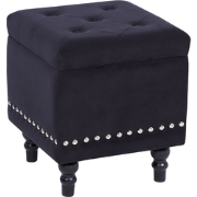 LORETTO  - Poef - Zwart - 37 cm - Fluweel